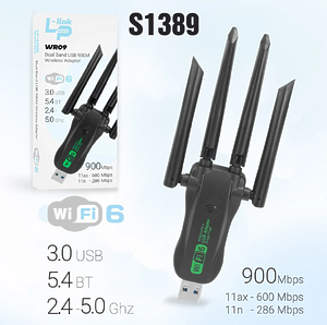 USB Адаптер WiFi6 + Bluetooth WR09 2-диапазона (900Mbps) USB 3.0