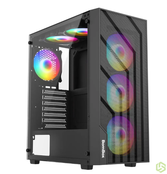 Корпус BomBox (195-01F/G350 argb) Black без бп 6*argb ATX Корпус BomBox (195-01F/G350 argb) Black без бп 6*argb ATX